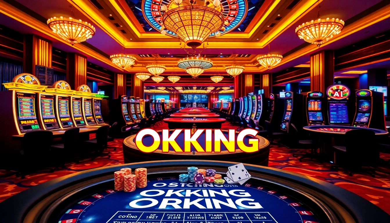 Experience the excitement of OKKING casino games with vibrant tables and luxurious betting options.