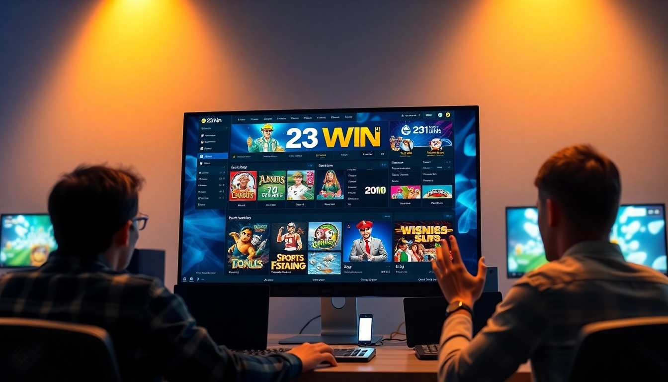 Online gambling interface showcasing 23WIN's exciting games and vibrant visuals.