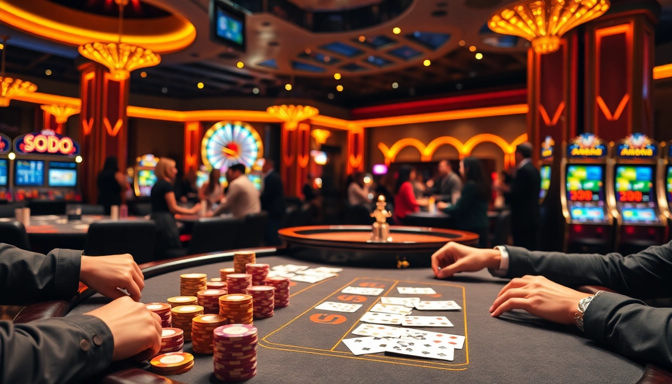 SODO casino thrill with vibrant poker table action and roulette excitement.
