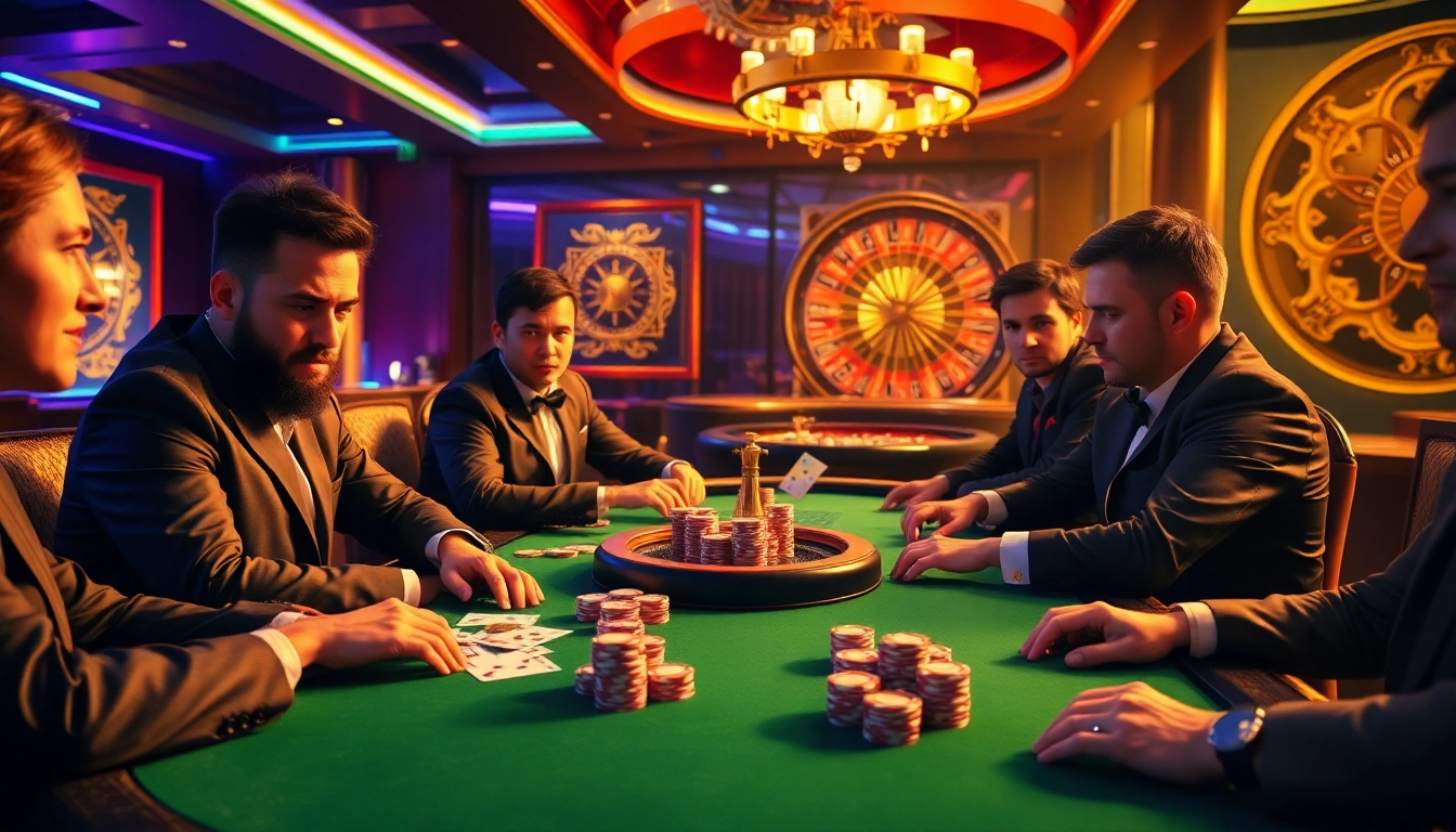 Engage in thrilling gameplay at https://hit-club.games/ with vibrant casino visuals of poker tables and chips.