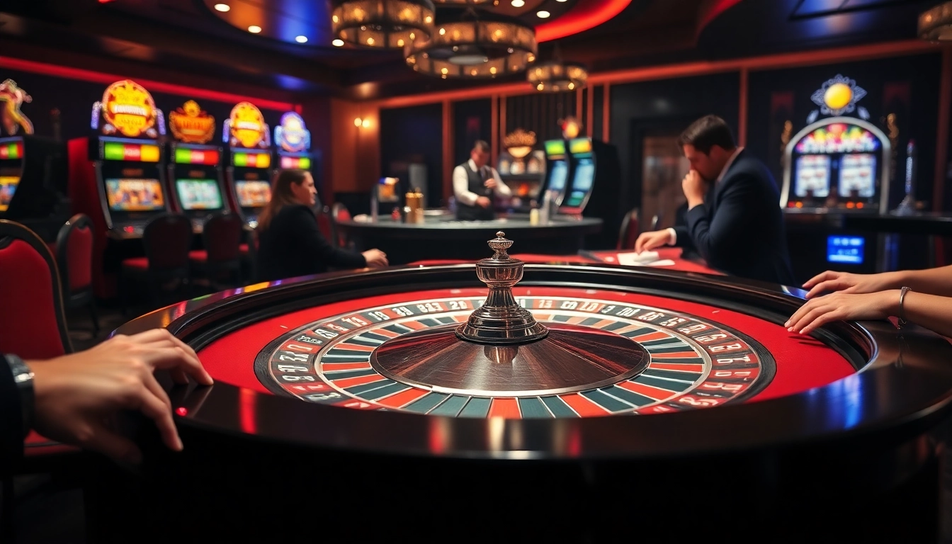 Experience thrilling gameplay at https://gamemanclub.wiki with a vibrant roulette table and excited players.