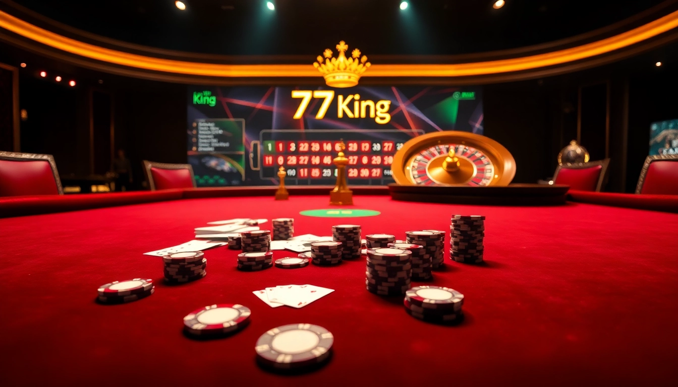 Exciting poker action at 79King casino with luxurious chips and vibrant atmosphere.