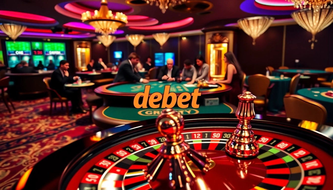 Engaged players at a luxurious casino blackjack table, exploring debet betting options and strategies.