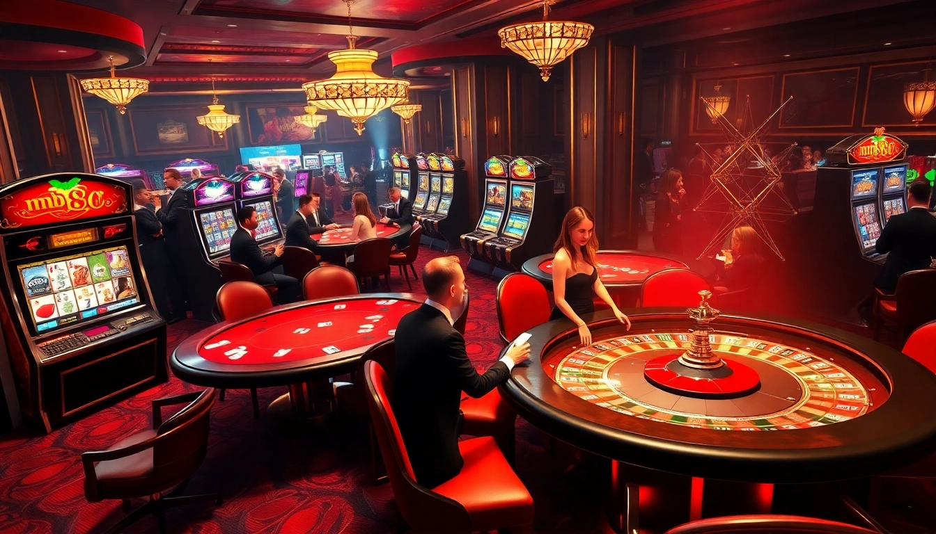 Exciting casino scene featuring mb 88 themed poker action with chips and cards.