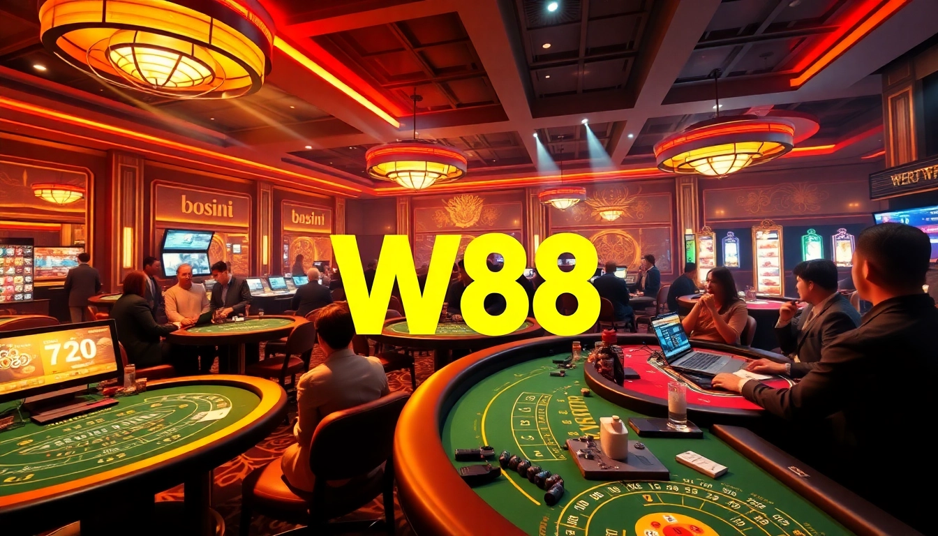 Experience the exciting world of online gaming with W88, featuring vibrant Baccarat, Blackjack, and Keno tables.