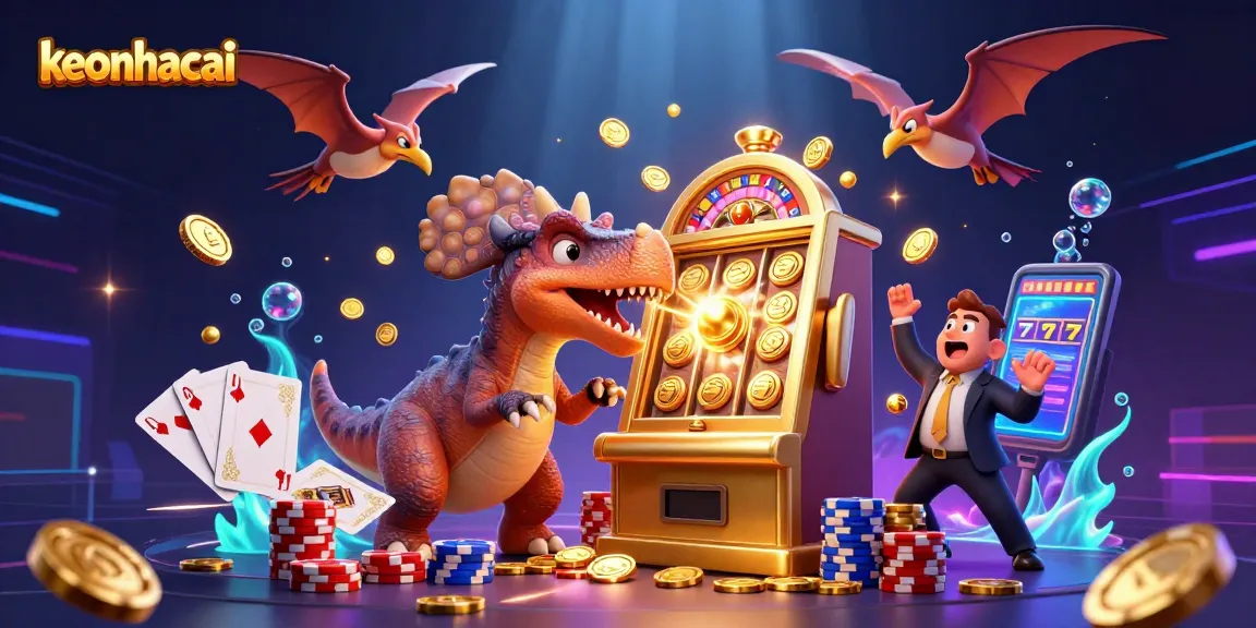 Watch the pachycephalosaurus win jackpots at keonhacai as the ankylosaur manages the chaos of flying gold coins.