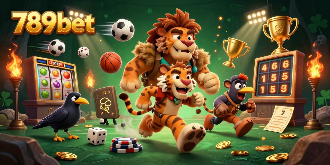 Experience the thrill of 789bet with dynamic slots and cartoonish whimsical elements in a vibrant casino scene.